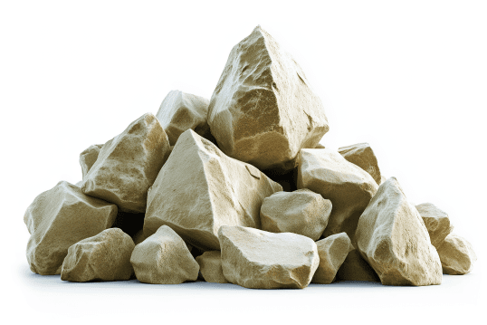 A pile of raw bentonite rocks