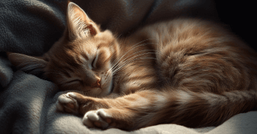 Cat asleep on a blanket